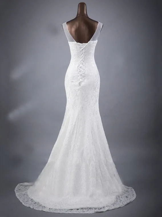 Anneprom Mermaid Sweetheart Sleeveless Lace Wedding Dress APW0317