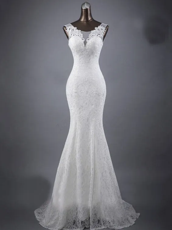 Anneprom Mermaid Sweetheart Sleeveless Lace Wedding Dress APW0317
