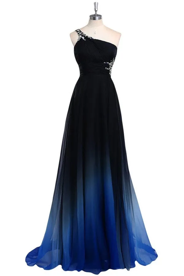 Anneprom One Shoulder Chiffon Prom/Evening Dress With Beads APP0015