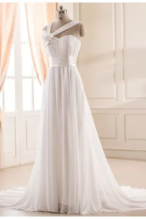 Anneprom Sweetheart Chiffon Wedding Dress With Handmade Flower APW0008