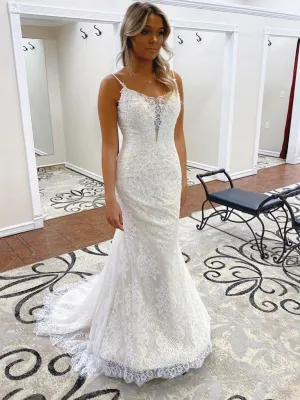 Anneprom Trumpet/Mermaid Spaghetti Straps Lace Bridal Gonws Backless Wedding Dress APW0231