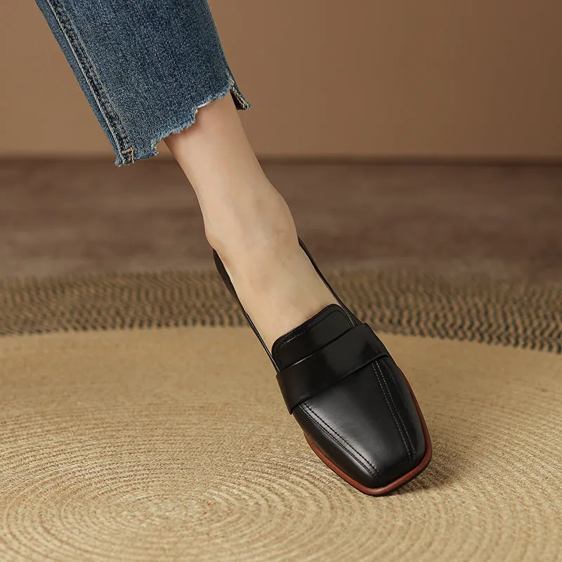 Aria Black Loafers with Heels