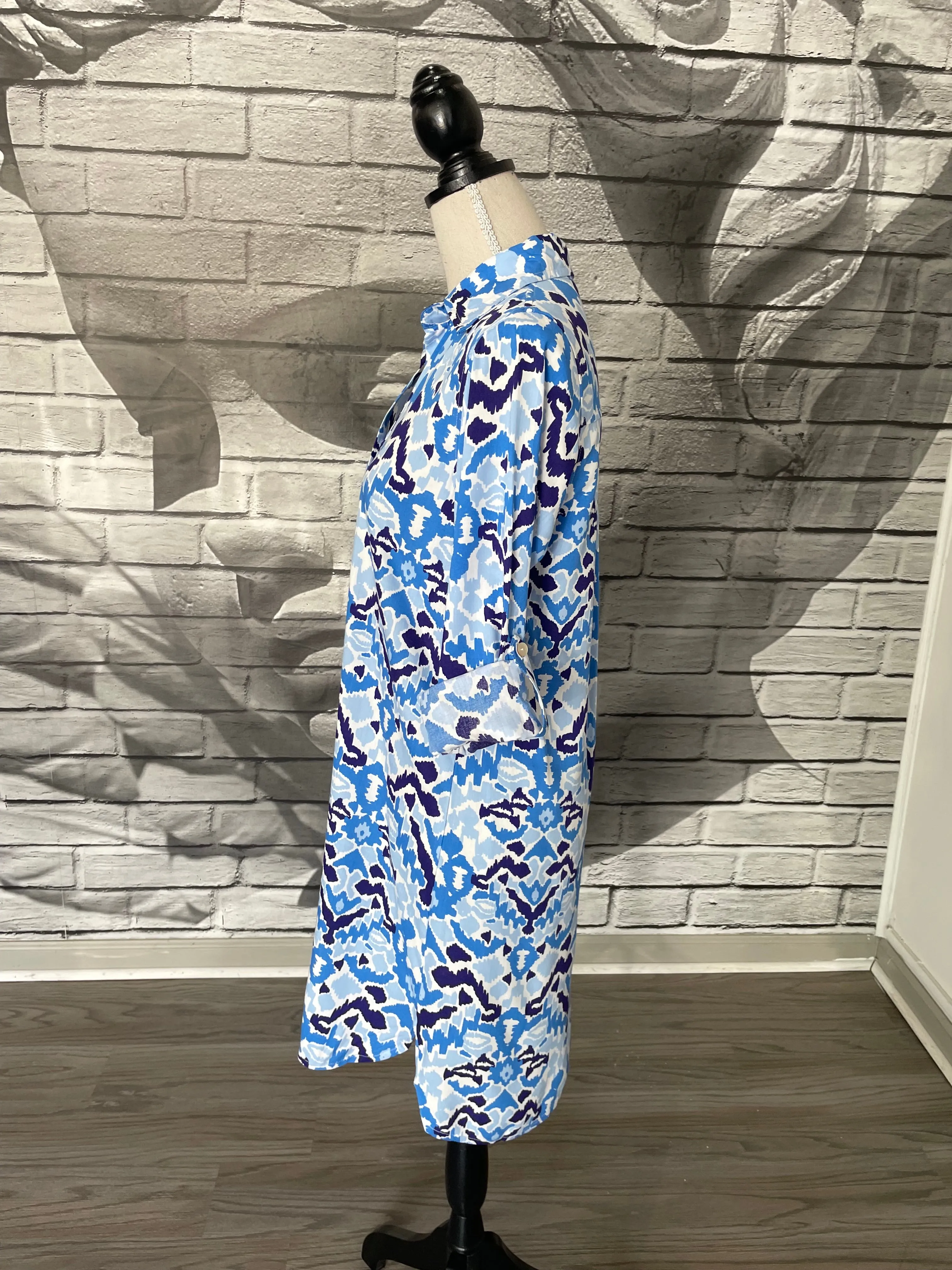 Augusta Dress in Blue Ikat