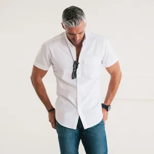 Author Short Sleeve Casual Shirt – Pure White Cotton Oxford