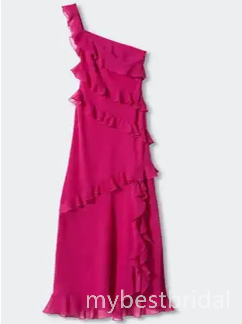 Azalea One Shoulder Ruffles Sleeveless Mermaid Long Prom Dress,PDS11673
