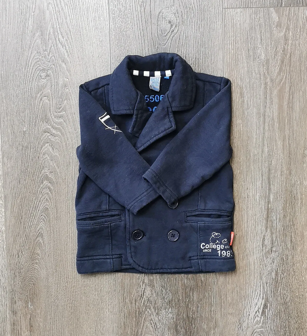 BABY BOY SIZE 6 MONTHS - PETIT LEM, Designer Fashion, Navy Blue Soft Blazer Jacket GUC B30