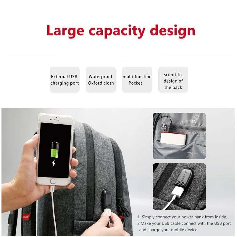 Backpack USB Charging & Anti-Theft <br> Oxford