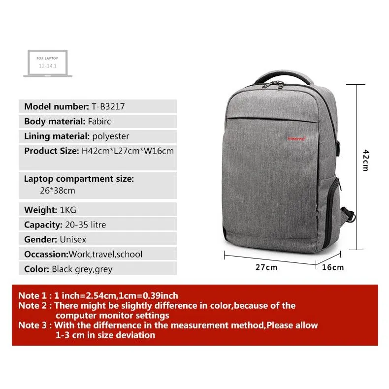 Backpack USB Charging & Anti-Theft <br> Oxford