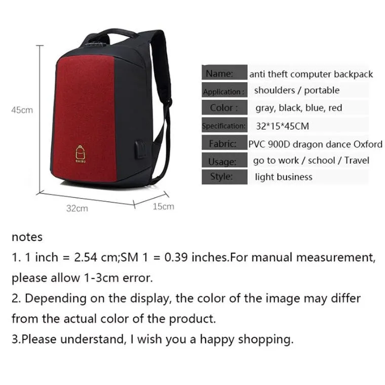Backpack USB Charging & Anti-Theft<br> Ox