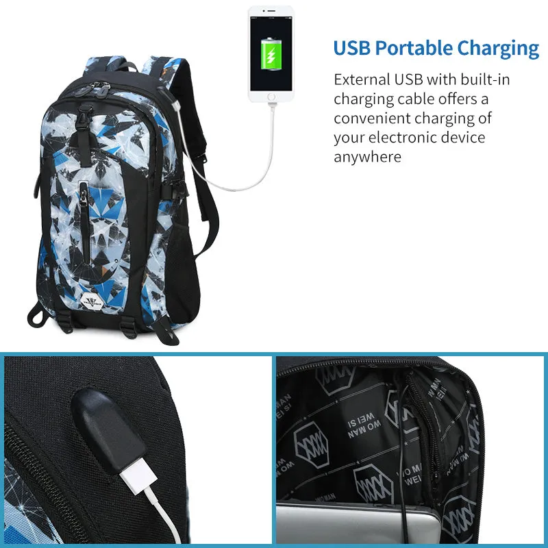 Backpack USB Charging & Water Resistant <br> Oxford