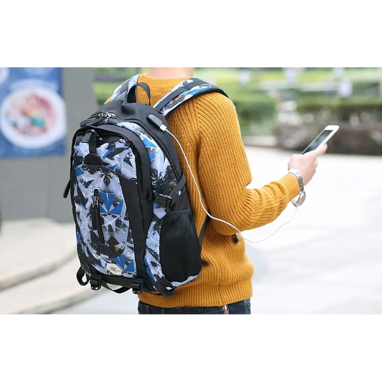 Backpack USB Charging & Water Resistant <br> Oxford