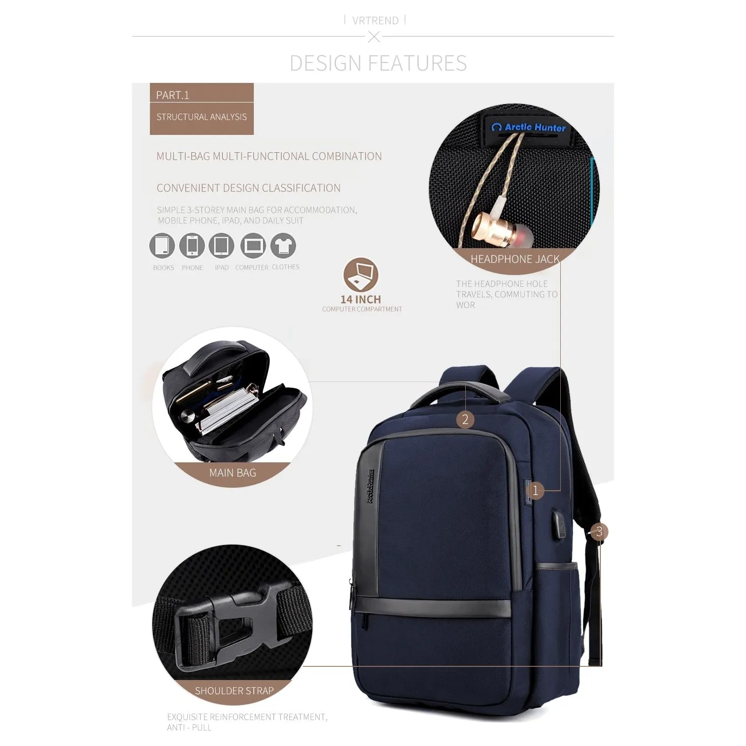Backpack USB Charging <br> Oxford