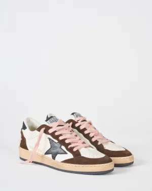 ballstar nappa with stitching and leather star - white/black/brown