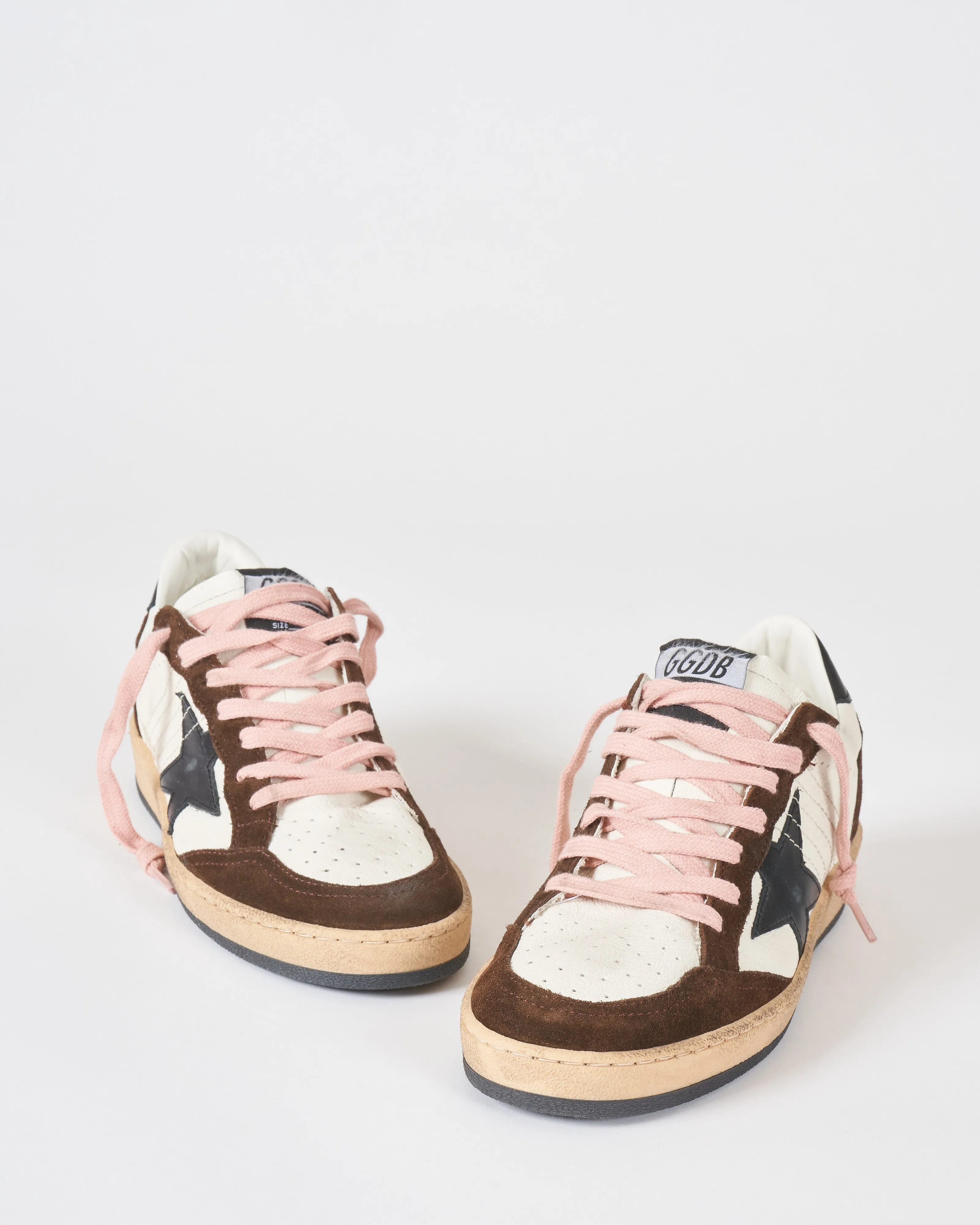 ballstar nappa with stitching and leather star - white/black/brown