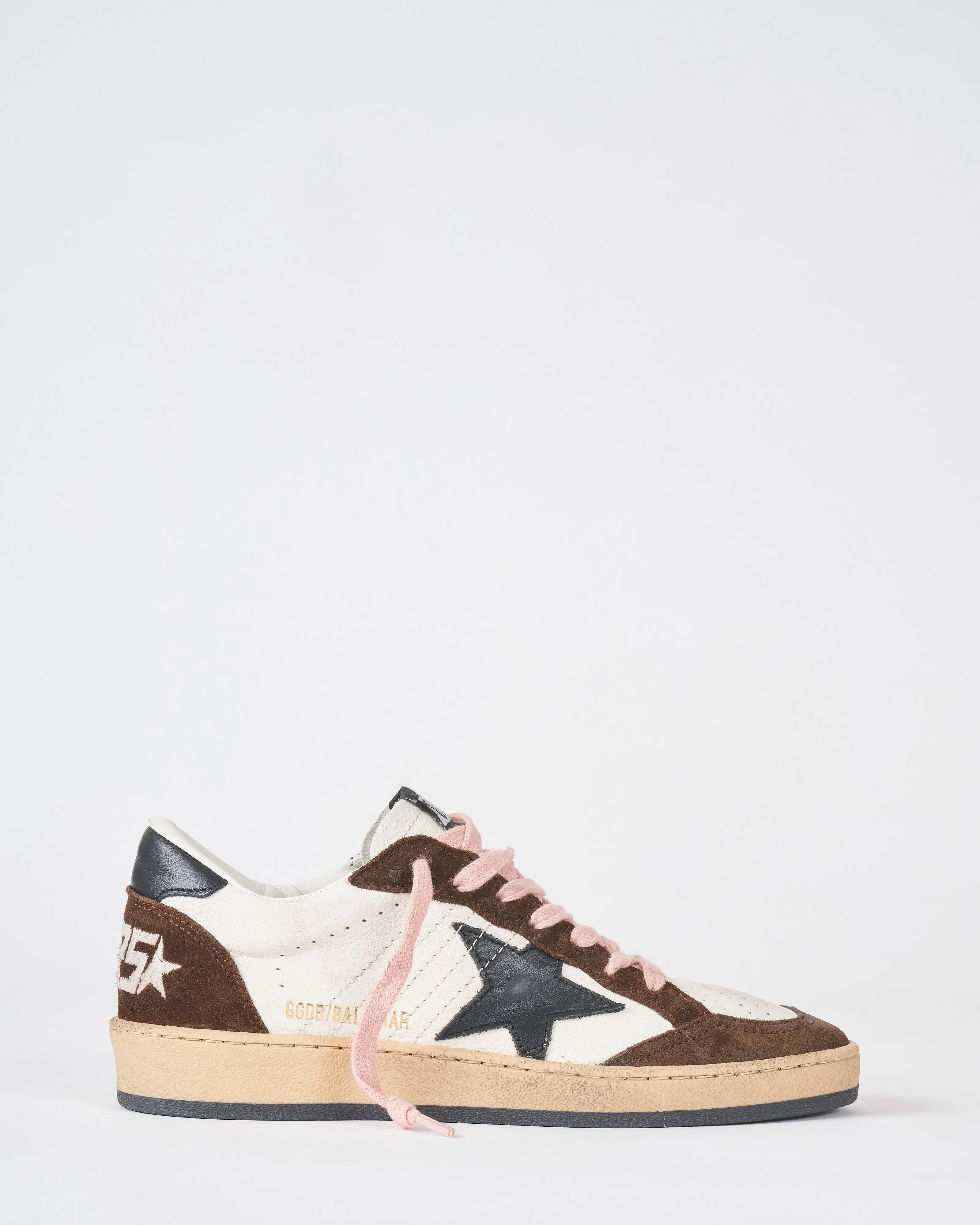 ballstar nappa with stitching and leather star - white/black/brown