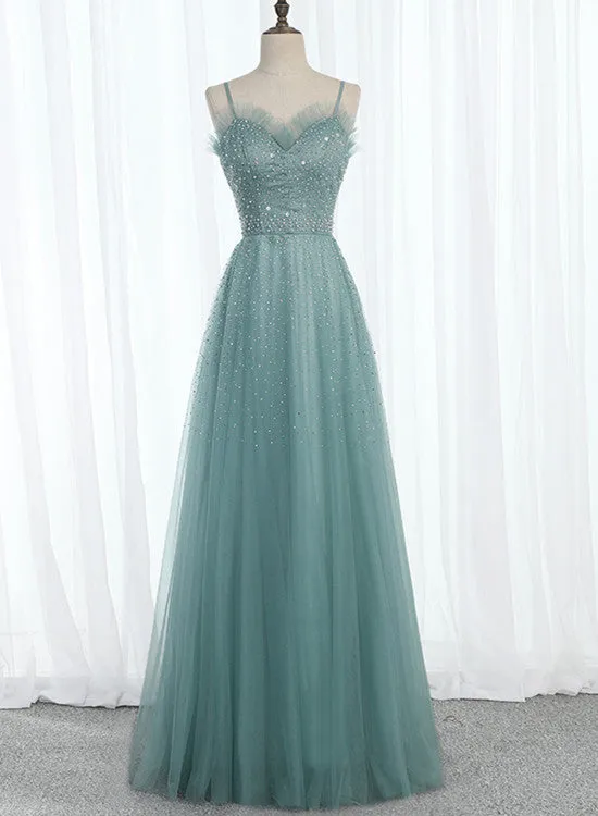 Beautiful Blue Sweetheart Long Party Dress, A-line Long Formal Dress