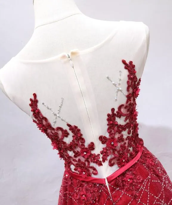 Beautiful Dark Red Long Charming Party Gowns, Lovely Long Prom Dress