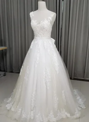 Beautiful Ivory Wedding Dress, Handmade Lace and Tulle Bridal Gown