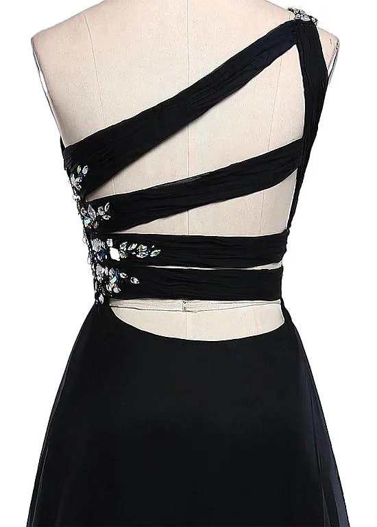 Beautiful One Shoulder Gradient Beaded Long Party Gown, Handmade Formal Dress