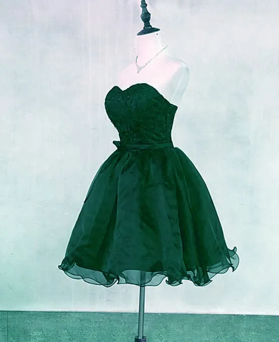 Beautiful Organza Knee Length Sweetheart Formal Dress, Cute Teen Formal Dress