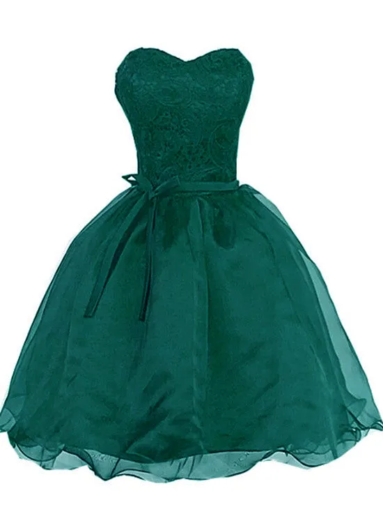 Beautiful Organza Knee Length Sweetheart Formal Dress, Cute Teen Formal Dress