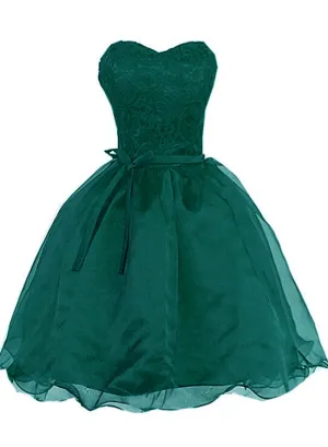 Beautiful Organza Knee Length Sweetheart Formal Dress, Cute Teen Formal Dress