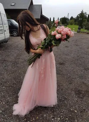Beautiful Pink Tulle Handmade Party Dress, Lovely Prom Dresses