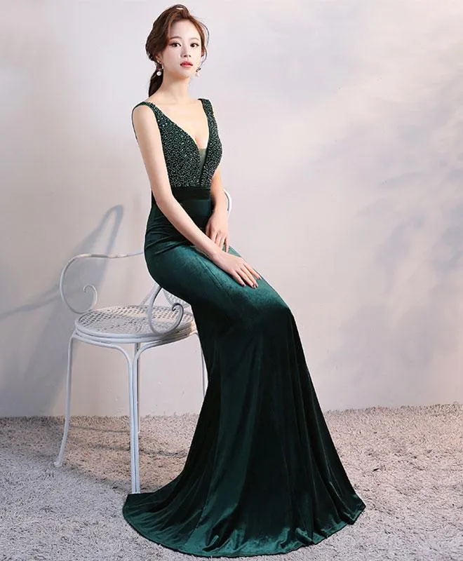 Beautiful Velvet Mermaid with Beaded Long Formal Dress, Charming Formal Dress