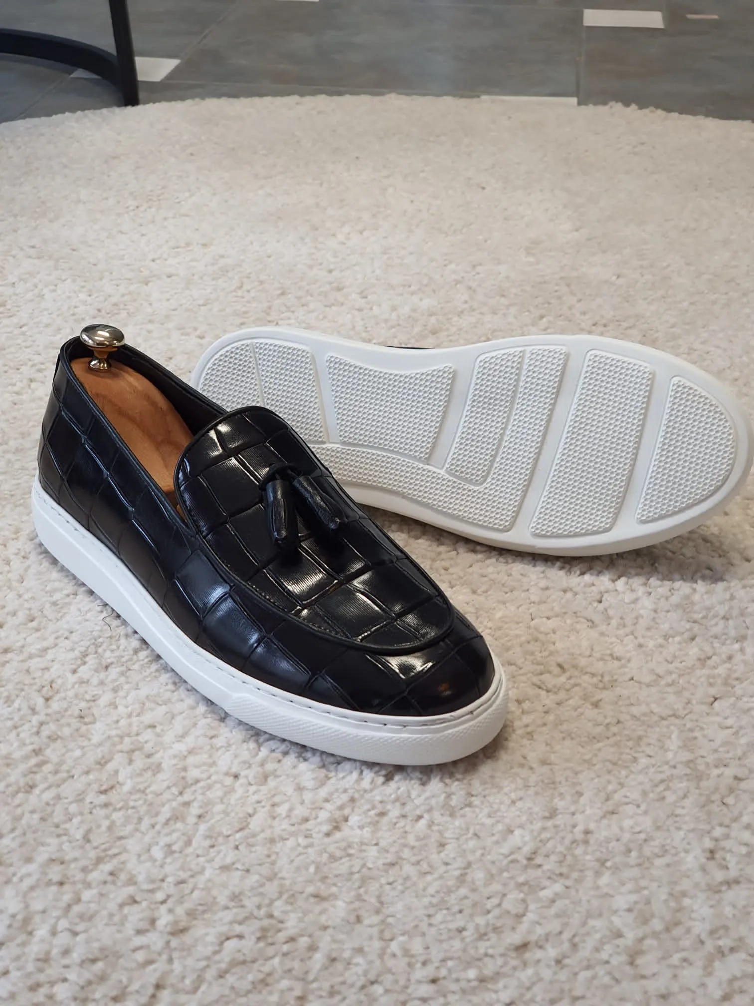 Berton Black Tassel Loafers