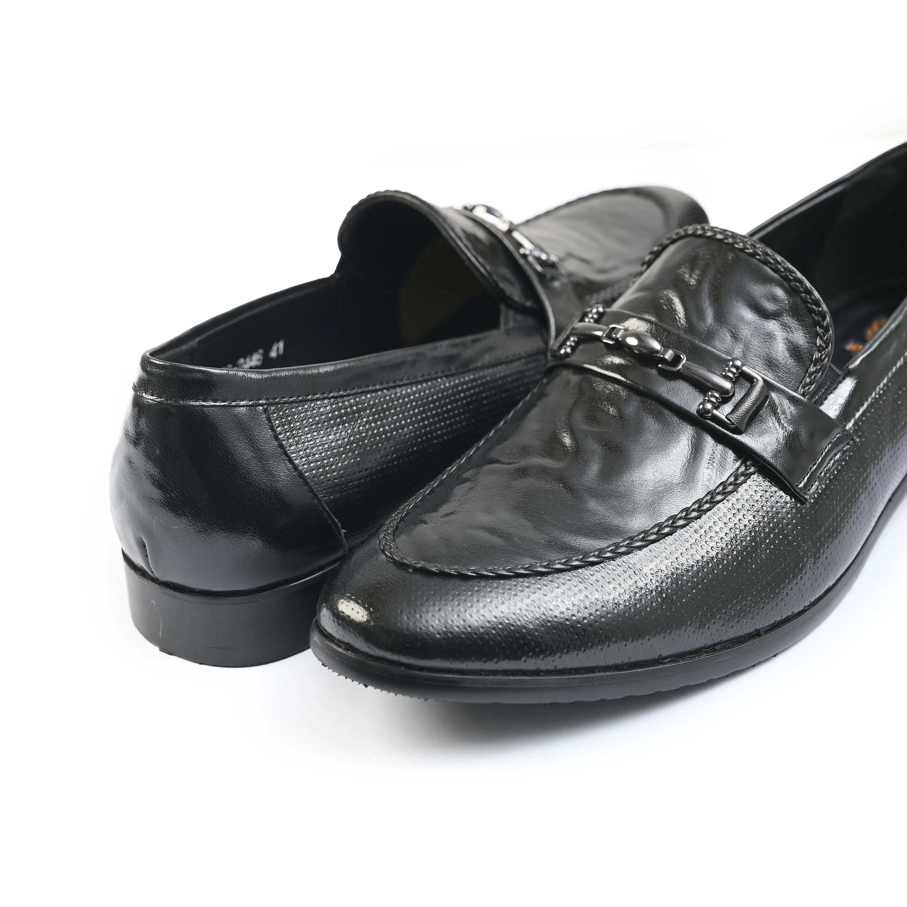 BLACK FAUX PATENT SHOES