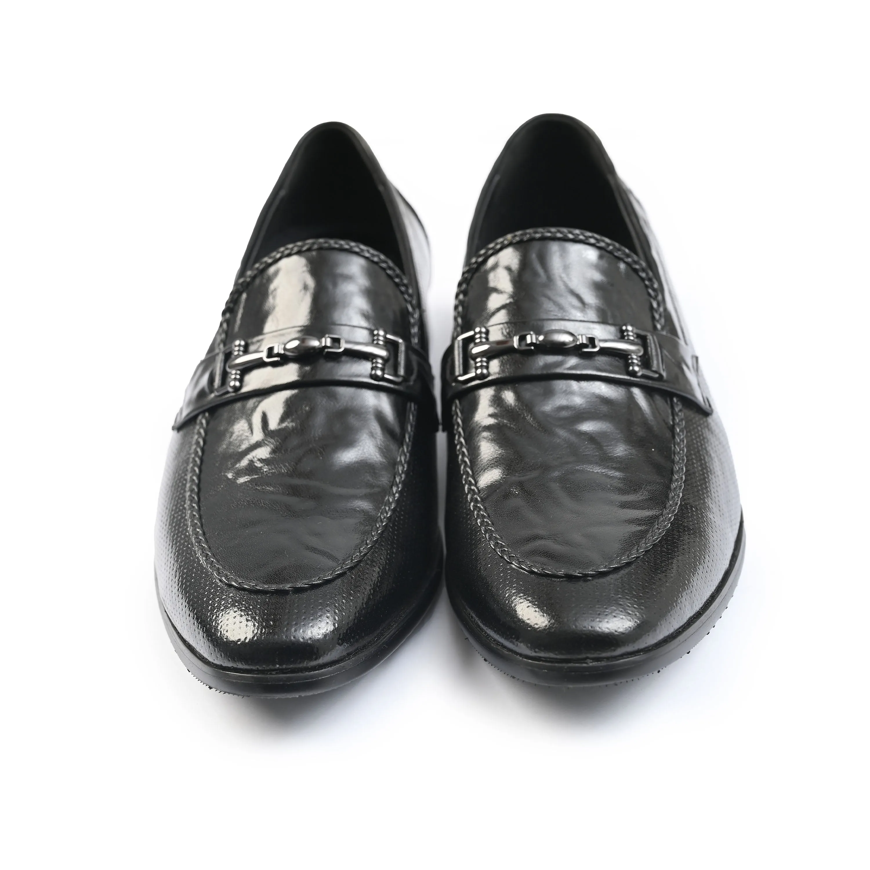 BLACK FAUX PATENT SHOES