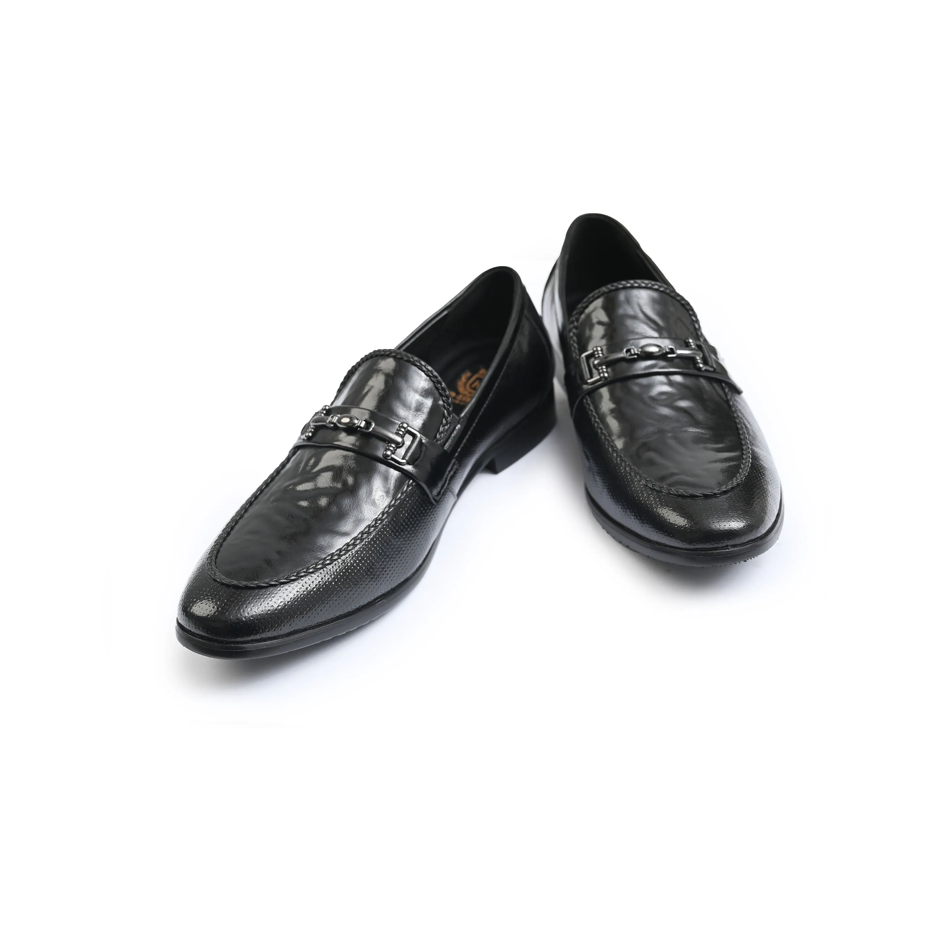 BLACK FAUX PATENT SHOES