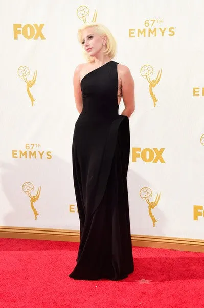 Black Lady Gaga One Shoulder Prom Celebrity Formal Dress At 67th Annual Primetime Emmy Awards