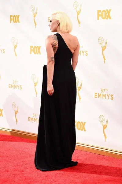 Black Lady Gaga One Shoulder Prom Celebrity Formal Dress At 67th Annual Primetime Emmy Awards