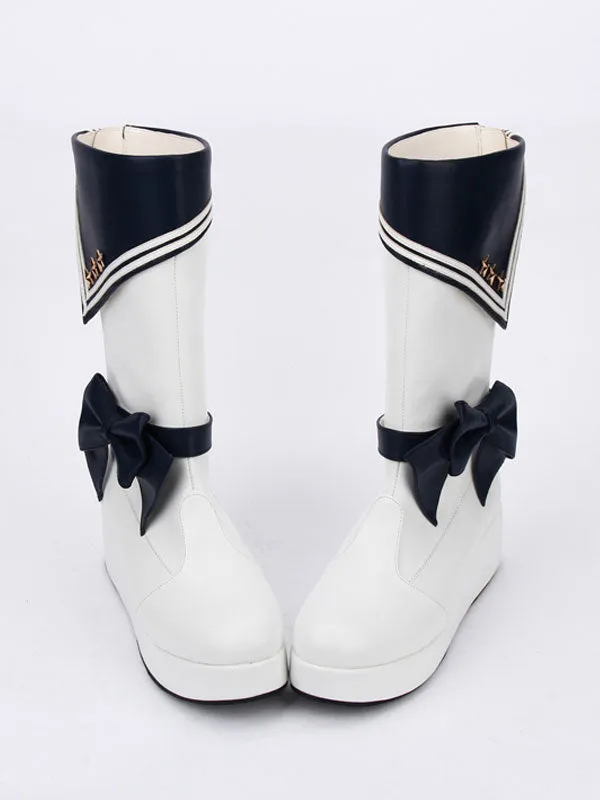Black Lolita Shoes Round Toe Bow Lolita Rain Boots For Women