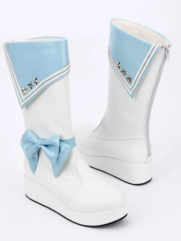 Black Lolita Shoes Round Toe Bow Lolita Rain Boots For Women