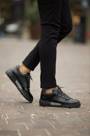 Black Men's Leather Sneakers