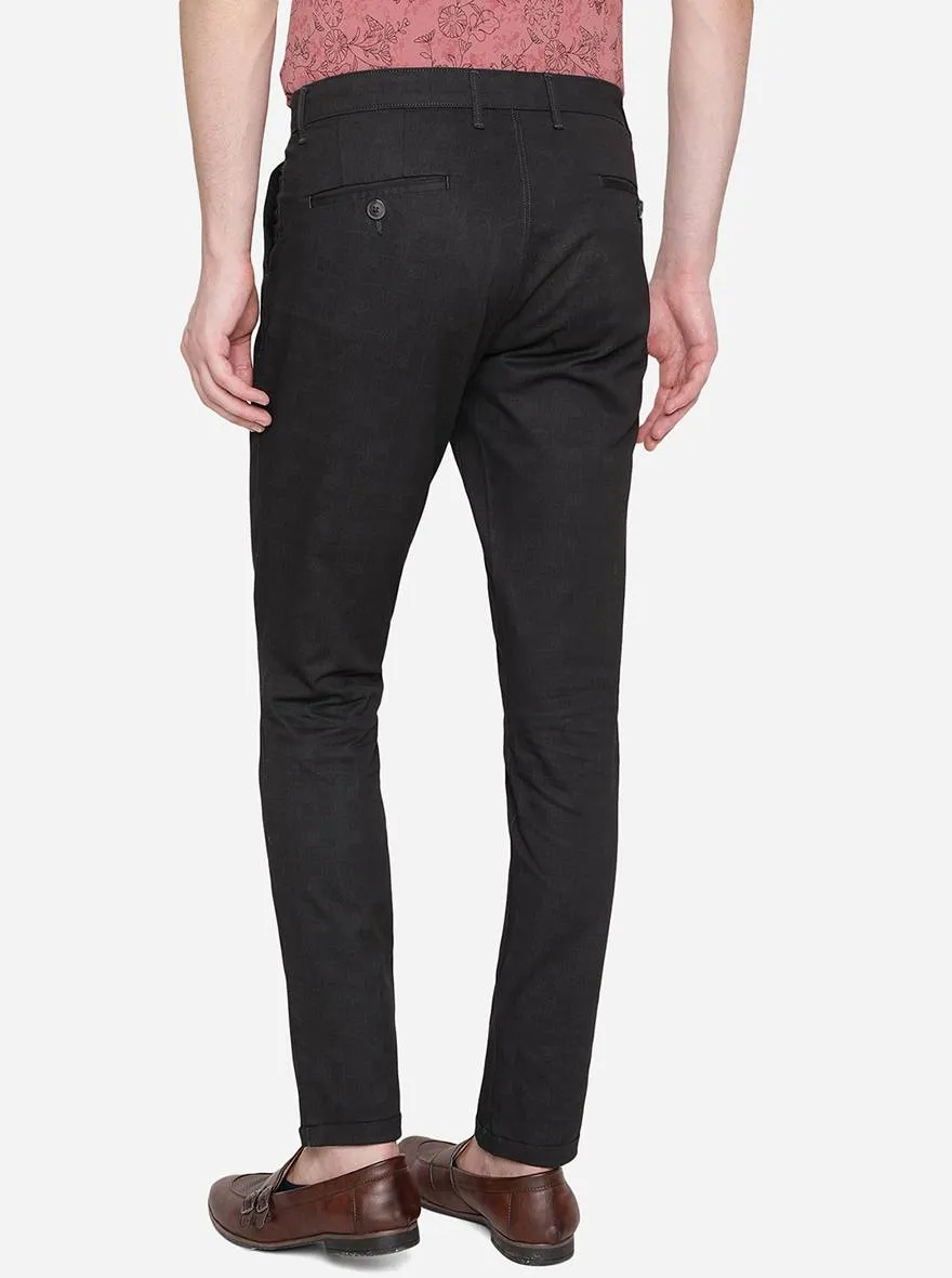 Black Solid Neo Fit Casual Trouser | Greenfibre
