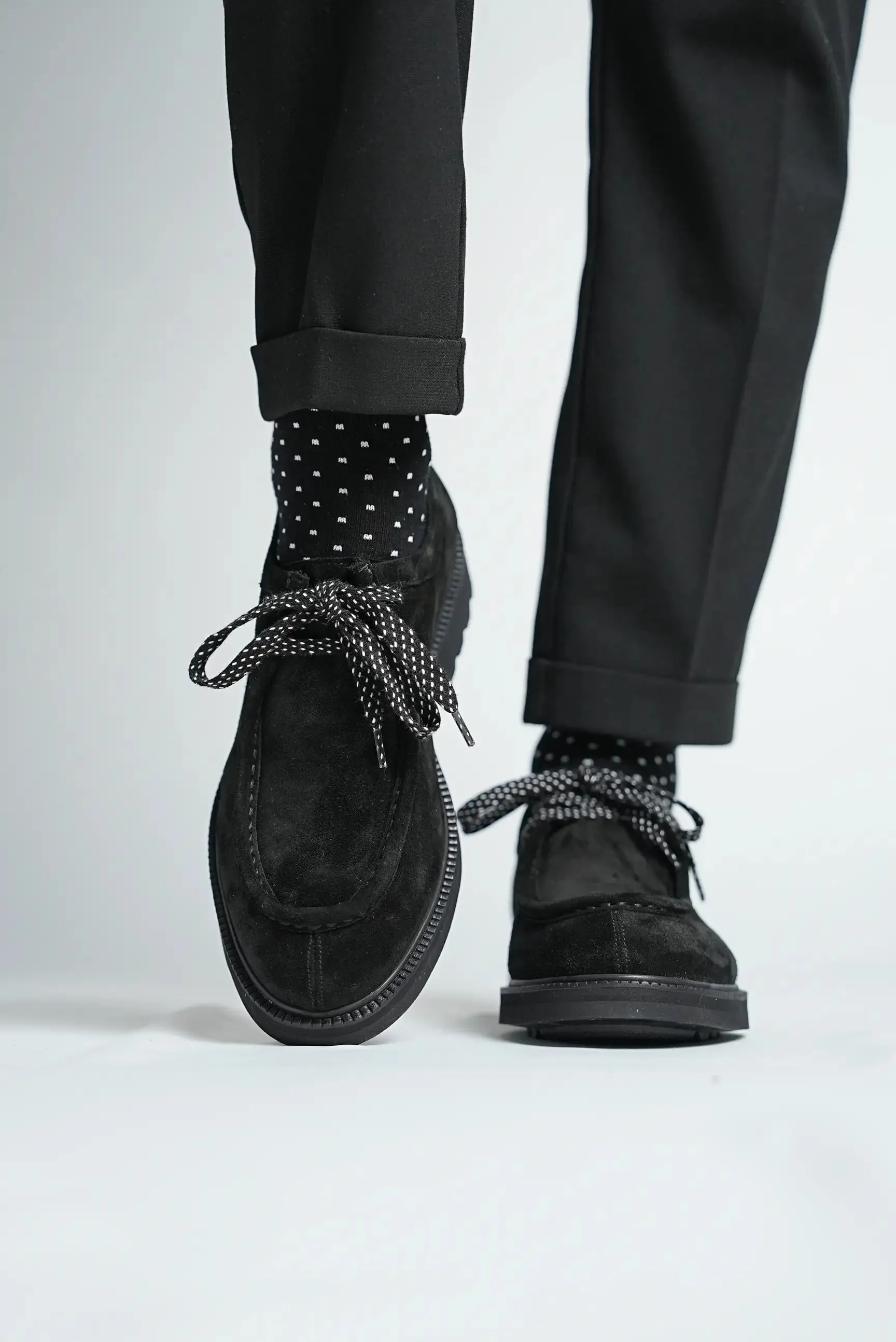 Black Suede Casual Laces Shoes
