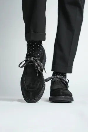 Black Suede Casual Laces Shoes