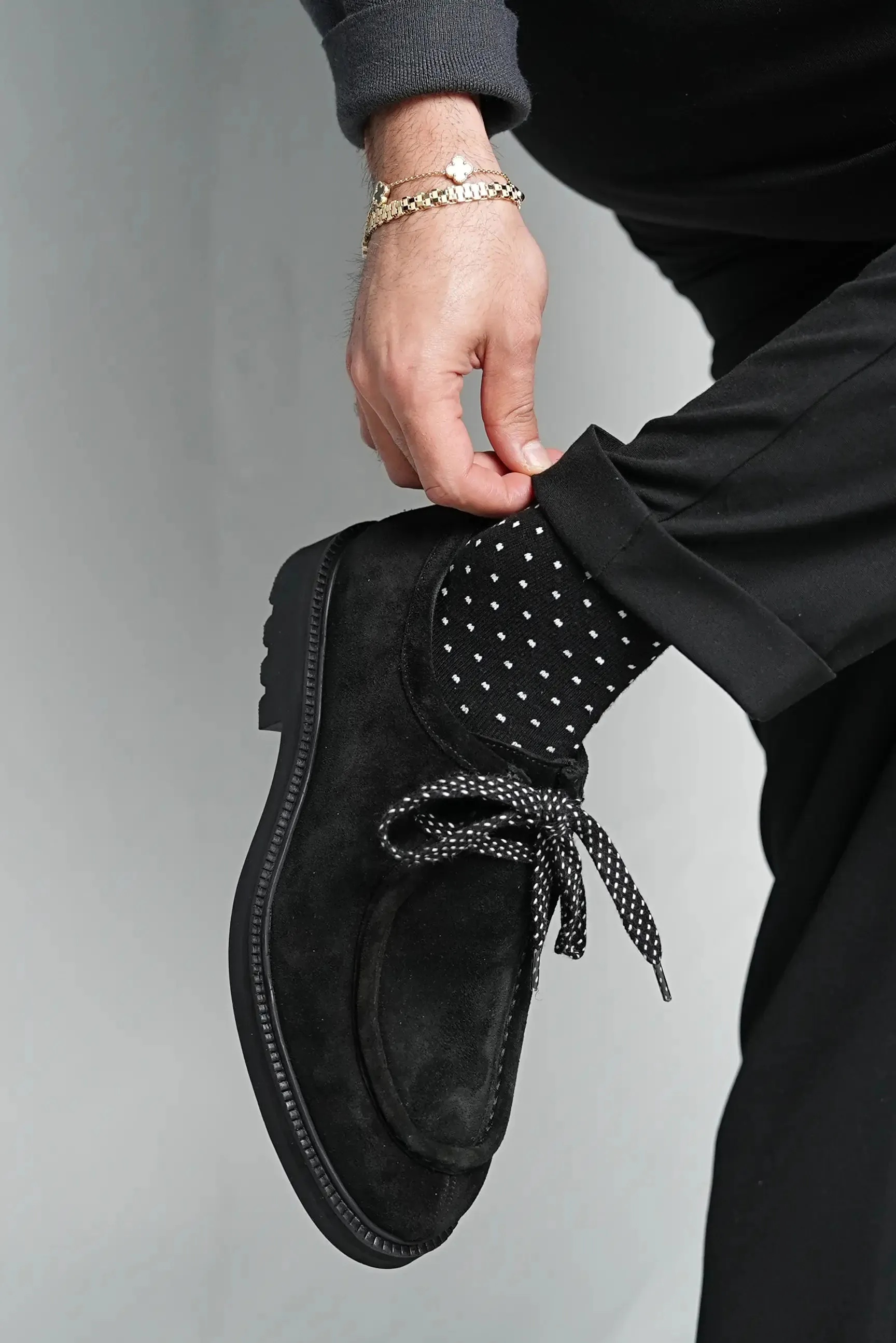 Black Suede Casual Laces Shoes