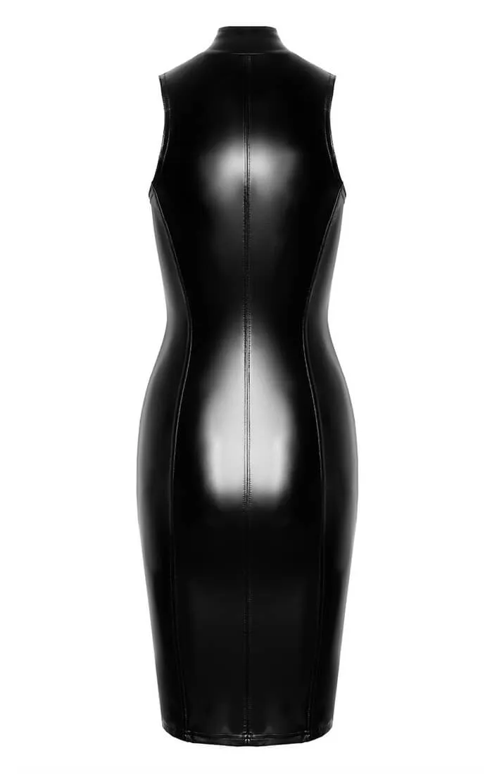 Black wet look bodycon dress - Temptress's Lure