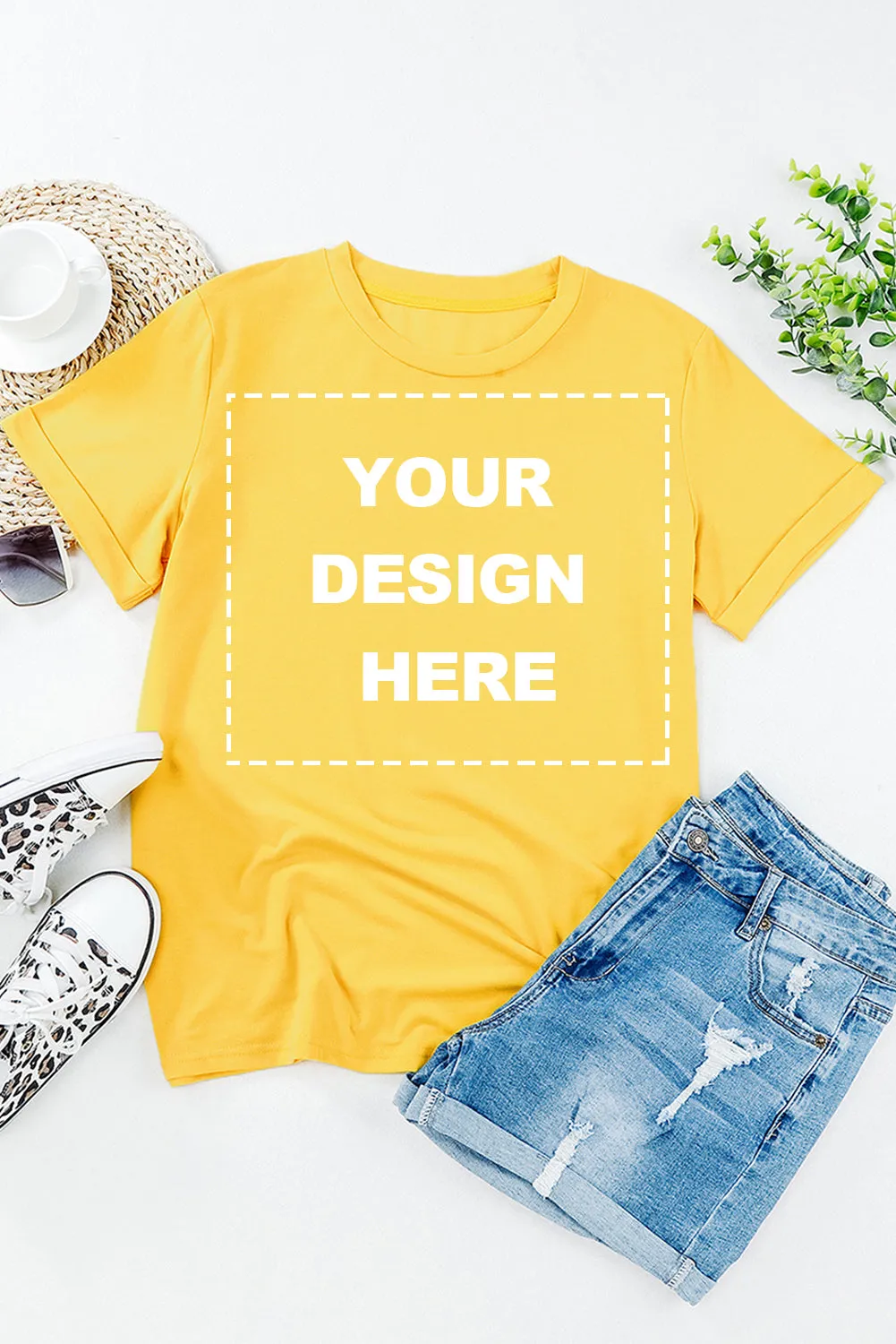 Blank Apparel - Khaki Solid Color Crew Neck Tee Customized