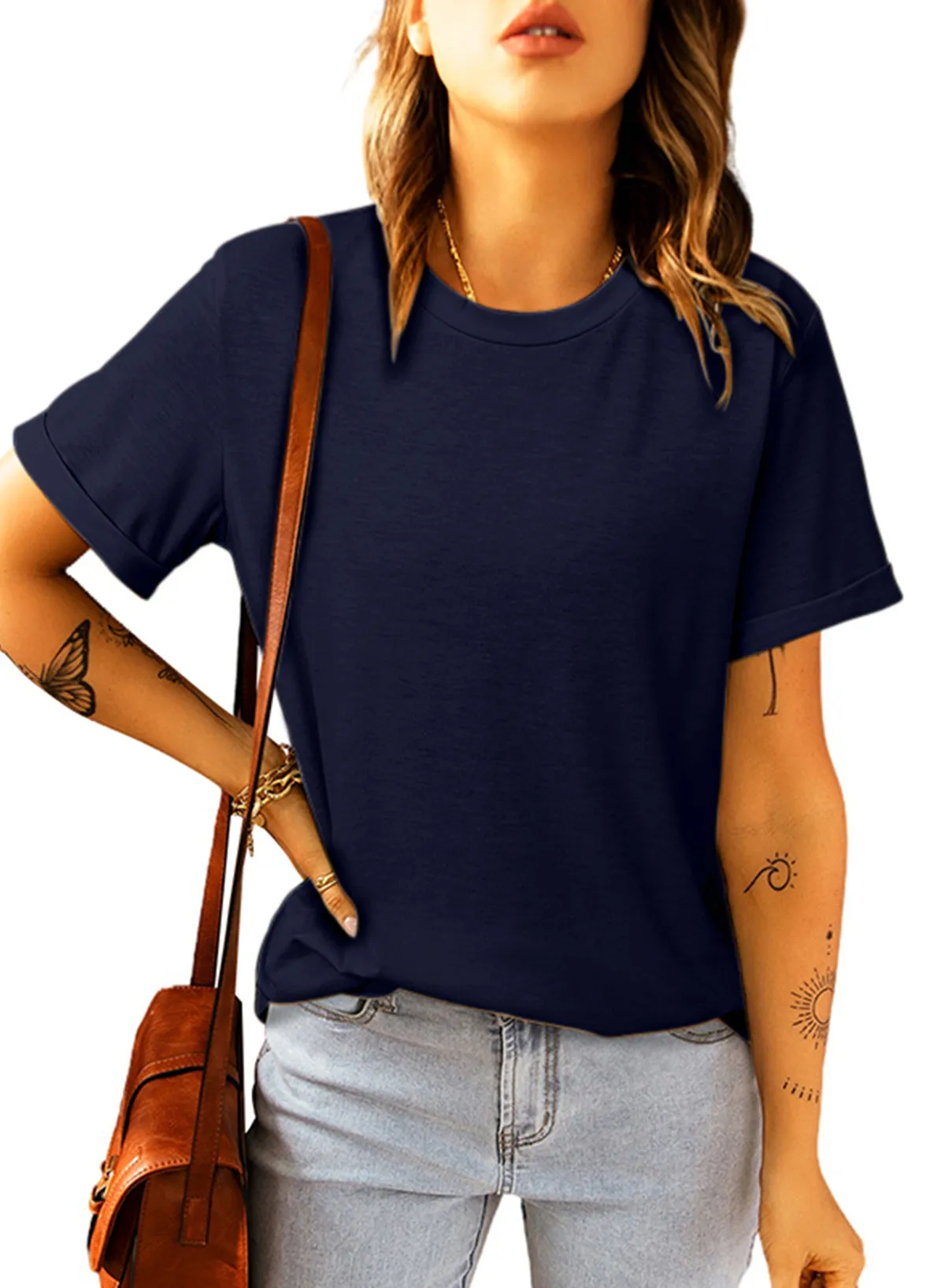 Blank Apparel - Khaki Solid Color Crew Neck Tee Customized
