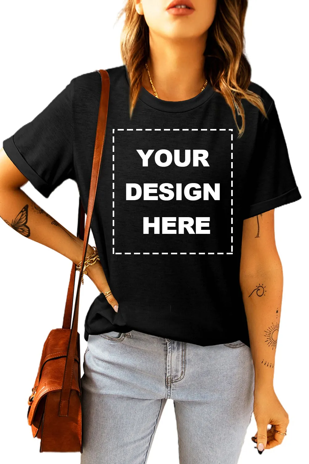 Blank Apparel - Khaki Solid Color Crew Neck Tee Customized