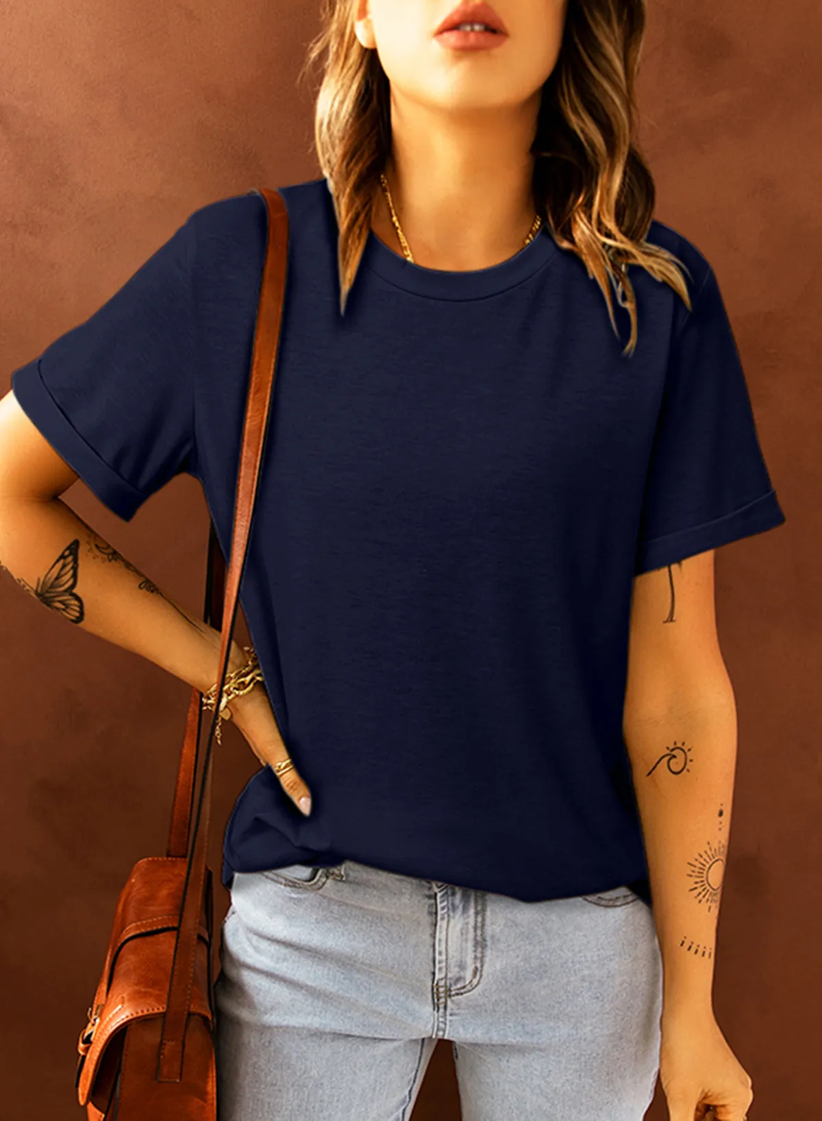 Blank Apparel - Khaki Solid Color Crew Neck Tee Customized