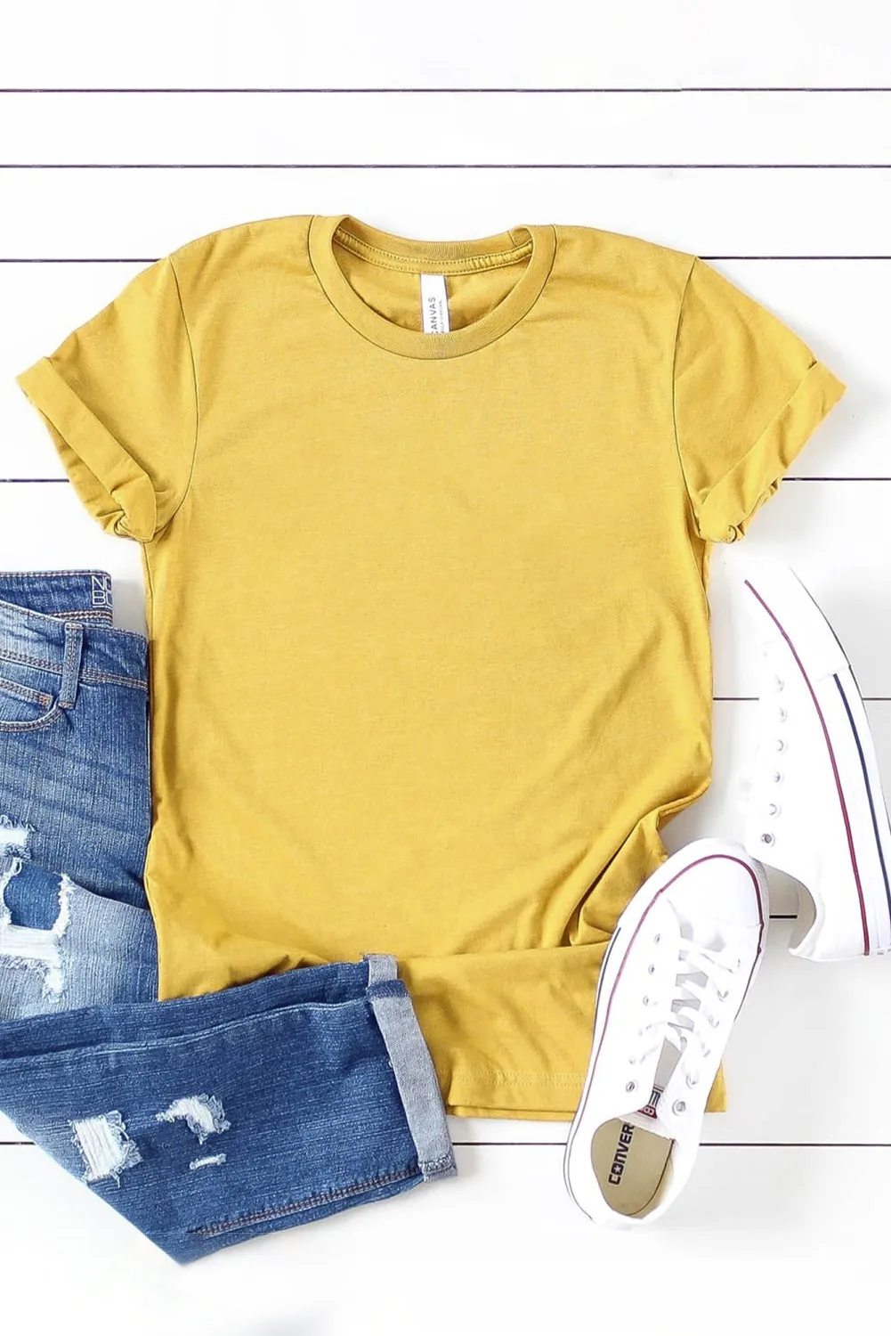 Blank Apparel - Khaki Solid Color Crew Neck Tee Customized