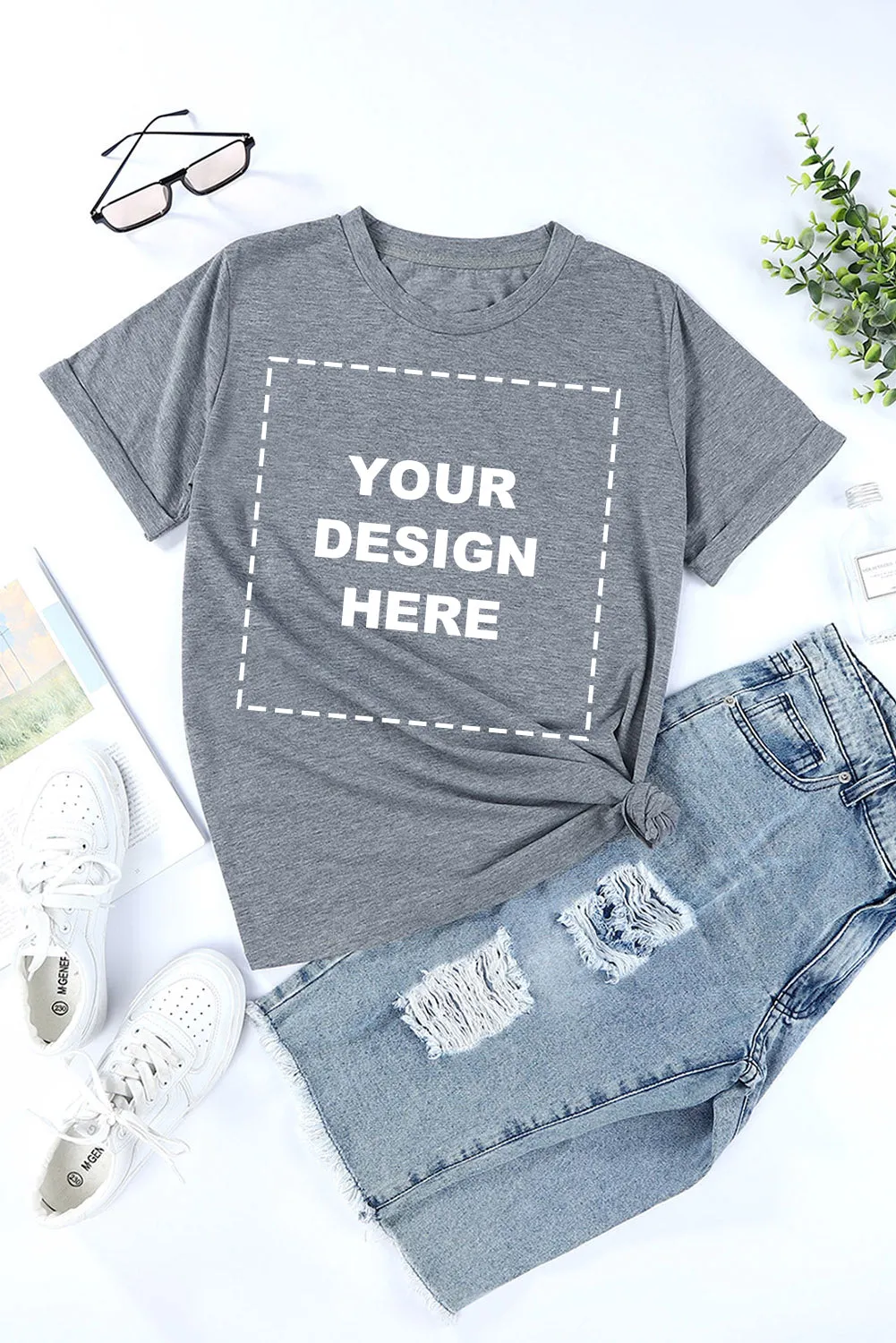 Blank Apparel - Khaki Solid Color Crew Neck Tee Customized