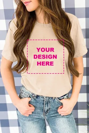 Blank Apparel - Khaki Solid Color Crew Neck Tee Customized