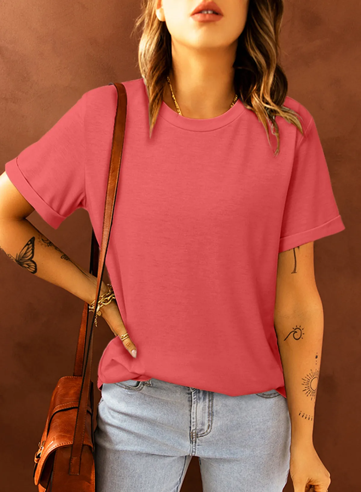 Blank Apparel - Khaki Solid Color Crew Neck Tee Customized